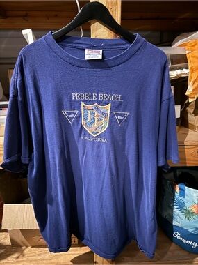 Pebble Beach Navy Graphic Crest Short-Sleeve Tee